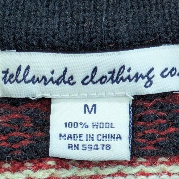 Telluride Clothing Cardigan Womens Medium Wool Red Fair Isle Nordic Cottagecore - Picture 10 of 11